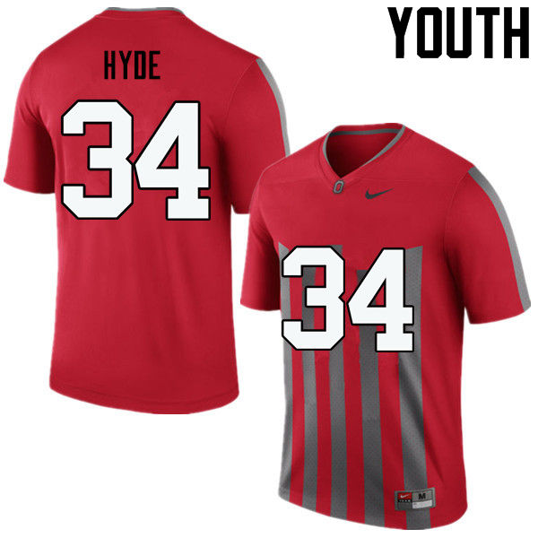 Ohio State Buckeyes Carlos Hyde Youth #34 Throwback Game Stitched College Football Jersey